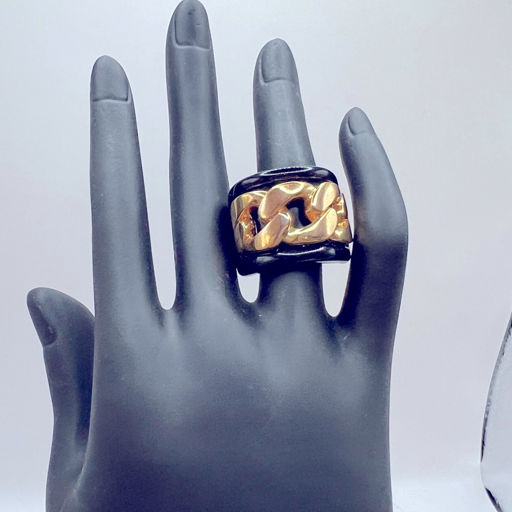 Black And Gold Chain Statement Ring - image 1